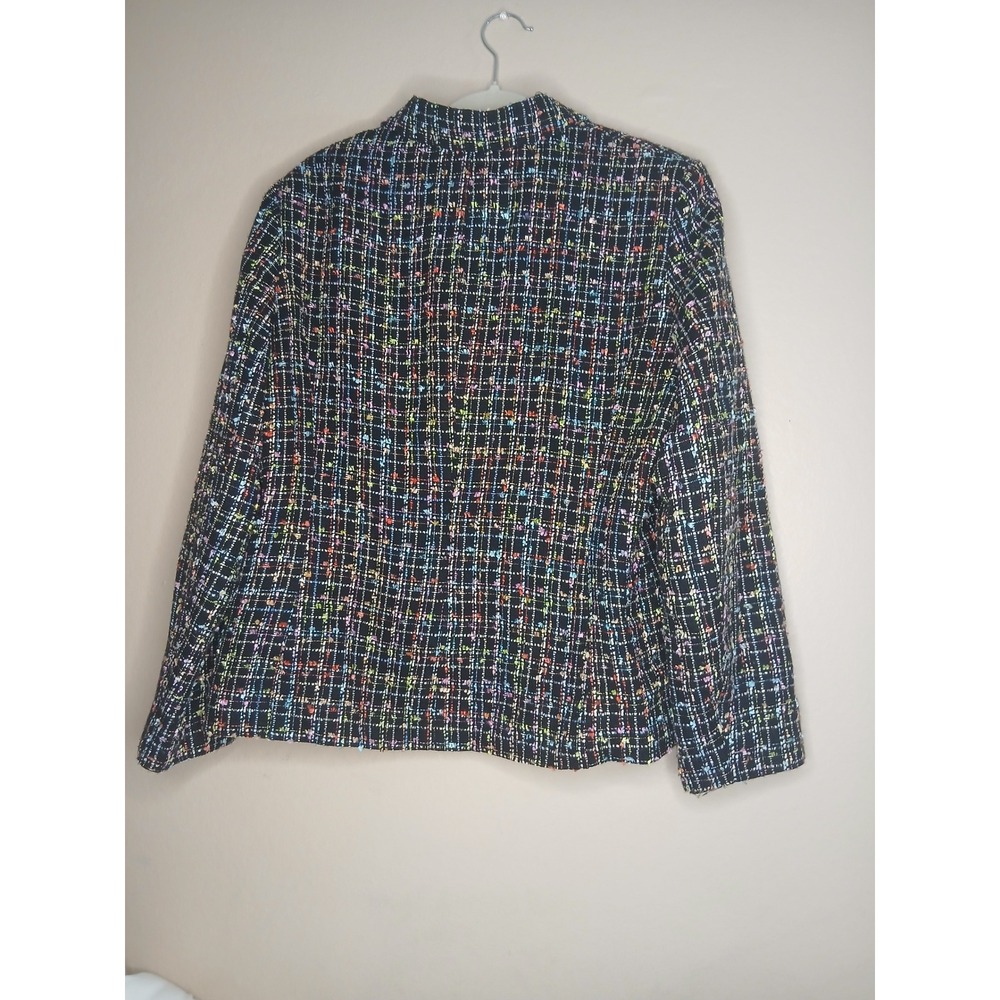 Sag Harbor Multicolor Confetti Tweed Zip Jacket Rainbow Textured Blazer - Picture 3 of 5